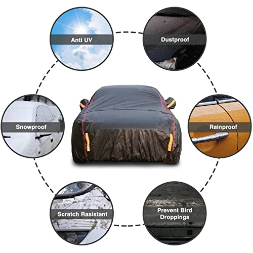 Car Cover Waterproof All Weather, 6 Layers Full Exterior Covers With Zipper Cotton, Mirror Pocket. Outdoor Car Cover Uv Snow Rain Wind Dust All Weather Outdoor Protection For Sedan (190-195 Inch) #TOP5