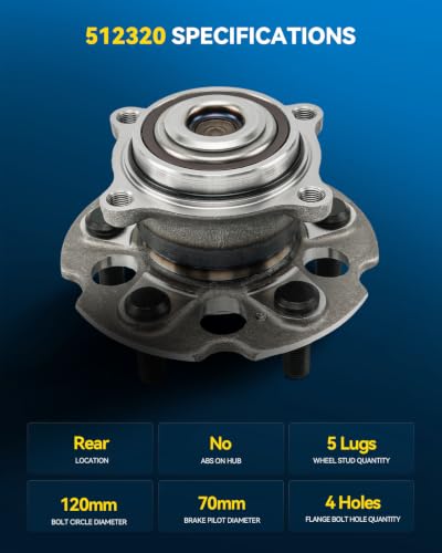 Image of PHILTOP 512320 x2 Rear Wheel Bearing Hub Assembly for Honda Odyssey