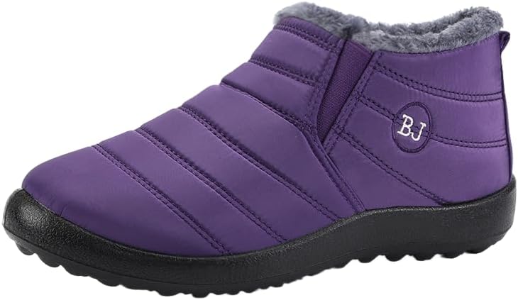 Snow Boots for Women Winter Boot with Comfortable Warm Fur Lined Ankle Booties Outdoor Slip on Waterproof Short Boots