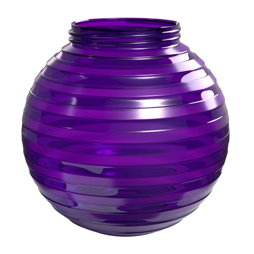 Image of KASTLITE 6 inch Striped Purple Acrylic Globe, Screw-In Colored Replacement Lens | Decorative Festival Sphere Light Cover for Patio String Lights, Fits 3.25 inch Threaded Neck, UL Rated for Bulbs up to 60 Watts