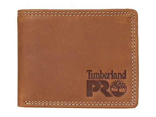 Image of Timberland PRO Men's Slim Leather RFID Bifold Wallet with Back Id Window