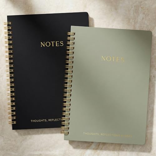 Aesthetic Spiral Notebook Set of 2 For Women and Men - Cute College Ruled 8x6 Bible Study Journal/Notebook with Pockets And Lined Pages - Perfect A5 Supplies to Stay Organized at Work or School