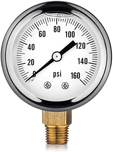 M11-0504T Oil-Filled Water Pressure Gauge. 0-160 PSI. 1/4" NPT.