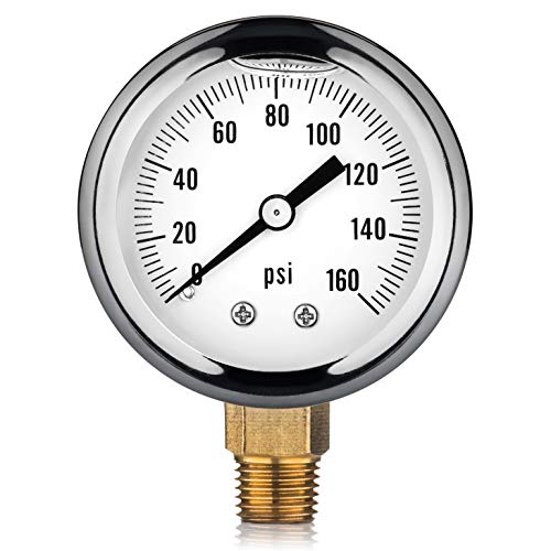 Renator Water Pressure Gauge 1/4" NPT. RV Pressure Gauge Water Well Oil
