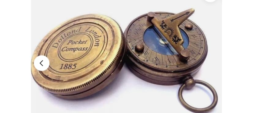 Brújula de bolsillo vintage estilo brújula solar de latón de 2 pulgadas regalo para Navidad miniatura 3