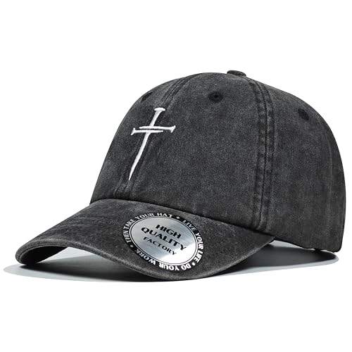 Image of Christian Hats for Men Women,Jesus 3 Nail Cross Hat Christian Religious Gifts for Birthday /Christmas