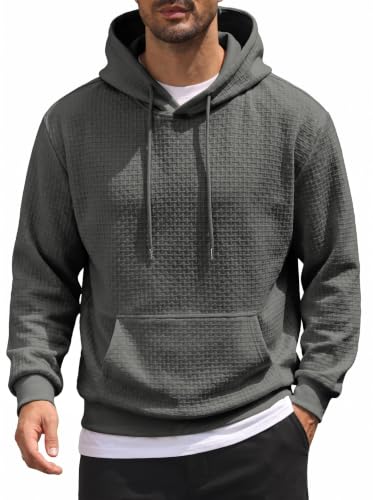 Image of COOFANDY Mens Hoodies Pullover Winter Sweatshirt Warm Jumpers Dark Grey M