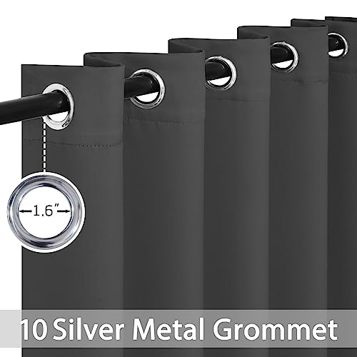 Yakamok 84 Inch Long Blackout Curtains for Bedroom, Thermal Insulated Room Darkening Curtains, Light Blocking Blackout Drapes for Living Room- 2 Panels,62x84 Inch, Charcoal Grey