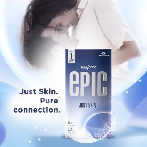 Image of Manforce Epic Just Skin Ultra Thin Condoms - 0.05mm, Natural Feel, 10 Sheets | India's No.1 Condom Brand |