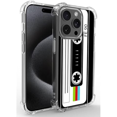 Ecute Retro Cassette Tape Case for iPhone 15 Pro Max with Stand,Drop Protection Slim Phone Case Cover for iPhone 15 Pro Max 6.7in - Color Cassette Tape Cover