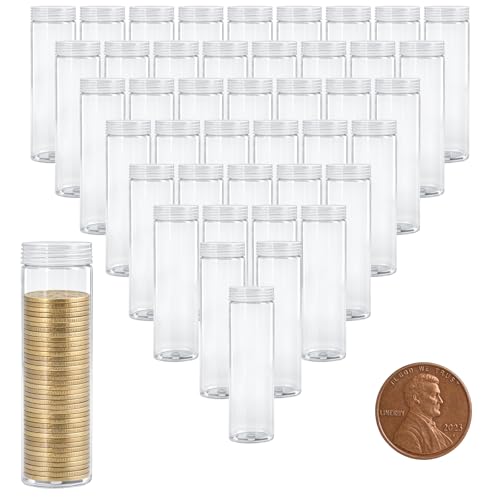 Set de 42 tubos plásticos transparentes para monedas miniatura 1