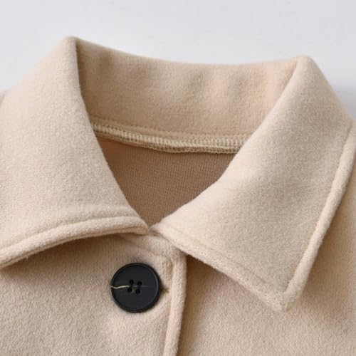 Ohohyy Kleinkind Baby Mädchen Kleidung Jacke Mantel Langarm Einfarbige Knöpfe Kleid Mantel Herbst Outfit (Beige,3-4 Jahre)