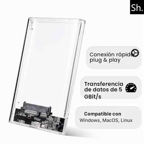 Miniatura 3 de Sh. Caja De Disco Duro Externa De 2,5 , Usb 3.0 A Sata Ssd Hdd Caddy, Con Soporte Uasp De 5gbps, Estuche Portátil Para Disco Duro Sata Ssd Hdd De 2,5 Pulgadas, Compatible Con Portátil Pc Ps4 Xbox