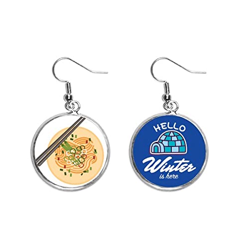 Pendientes de gota con plato de fideos chinos joyeria de invierno