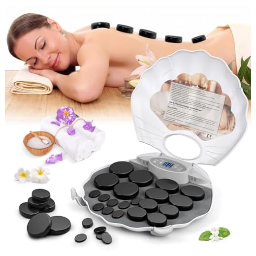 Set de masaje con piedras calientes, 20 piedras de masaje de basalto en maletín calefactor portátil, piedras de lava para masaje, piedras de basalto adecuadas para uso privado, spa