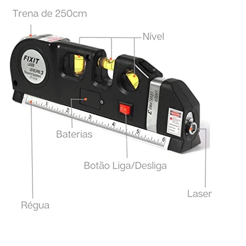 Nível Laser Profissional Trena Level Pro3 Estágios Nivelador