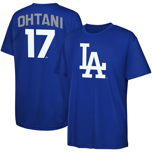 Shohei Ohtani Los Angeles Dodgers MLB Kids 4-20 Blue Official Name & Number Performance Jersey T-Shirt (Size 14-16 Shohei Ohtani Los Angeles Dodgers Blue)