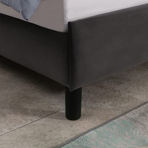 Zafly Upholstered California King Size Bed Frame With Oversized Crystal Button Tufted Headboard,Velvet Platform Damazy Eastern Bed,Wooden Slats Support,No Box Spring Needed,Easy Assembly,Dark Grey #TOP6
