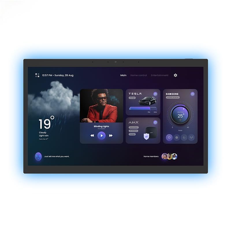 15.6 inch PoE Smart Home Touch Panel, Proximity Sensor, Android 14, RK3576S 8-core, 4GB+64GB Memory, WiFi 6E, RS232 Interface, LED Light Strip, Inwall MQTT Controller(No Camera)(Black)