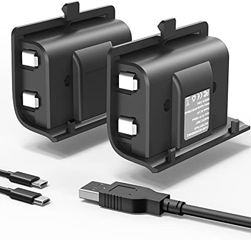 YCCSKY Rechargeable Battery Pack for Xbox One, 2 Pack 1200mAh Controller Battery Pack Play and Charge Kit for Xbox One Elite Controller with 3FT Micro USB Charging Cable and LED Indicator