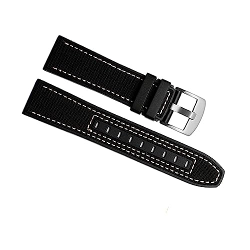 Bracelet de surveillance en caoutchouc 22mm avec toile khaki haut de gamme