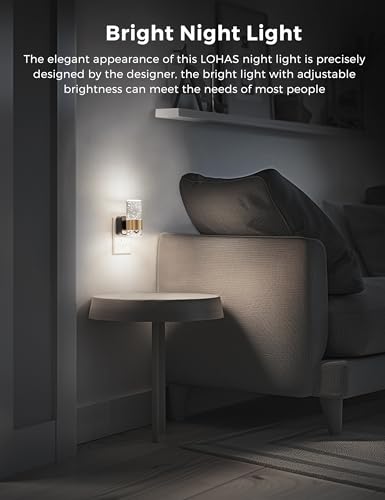 Image of Night Light, 1-Pack Decorative Night Lights Plug into Wall, Dimmable Night Light with Auto Light Sensor, Bright White 5000K, Wall Sconce-style Design Nightlight for Bathroom,Bedroom,Hallway