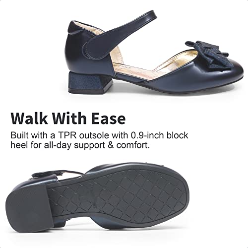 DREAM PAIRS Girls Dress Shoes Closed Toe Low Heels Ankle Strap Bow Ballet Wedding Party Sandals Princess Flower Shoes4