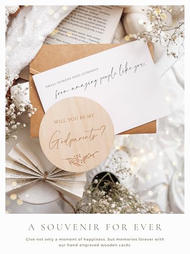 Image of Joli Coon Will you be my godparents wooden card with pocketfold envelope and seal sticker - Godparents proposal