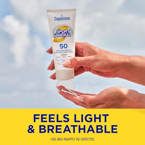 Coppertone Sport Mineral Sunscreen Lotion SPF 50, Water Resistant Sunscreen with Zinc Oxide, 5 Fl Oz Bottle - Thumbnail 7