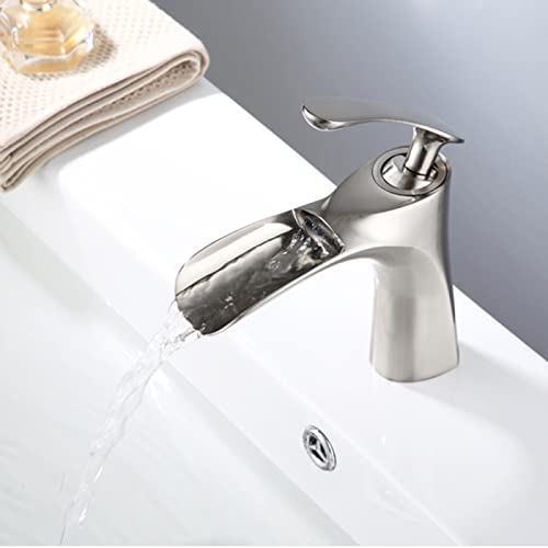 Robinet cascade en laiton brossé doré chic pour lavabo haut de gamme - 3