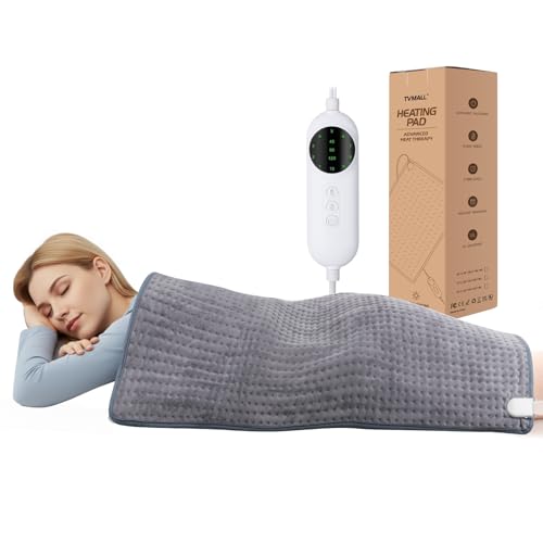 Groot verwarmingskussen, 50,8 x 101,6 cm extra groot verwarmingskussen voor rugpijnverlichting, elektrische verwarming voor menstruatiekrampen, nek, schouder, kniepijn, vocht/droge hitte, automatische