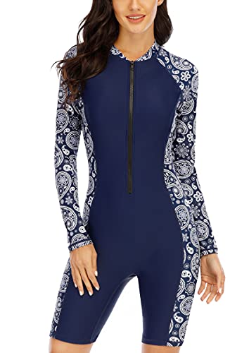 Halcurt Damen Rashguard UV Siamesisch, Athletic Swim Shirt,Langärmelige Badeshirt Badenmode Tankini Cover