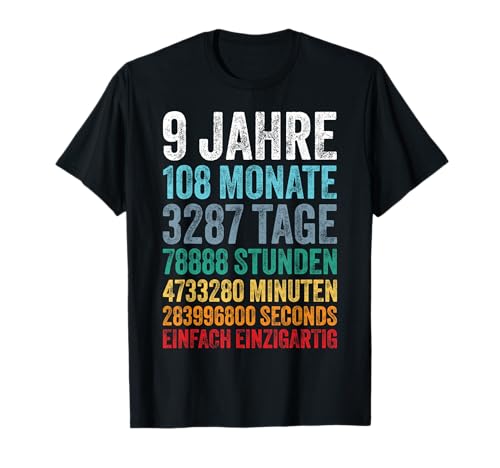 9 Geburtstag Junge Jungen Kinder Dekoration 9er Geburtstag T-Shirt