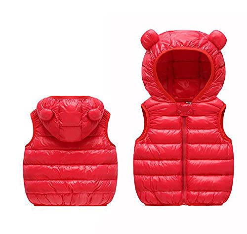 Cozomiz Boys Girls' Light Weight Down Vest, Kids Hoodie Lightweight Sleeveless Jacket, Boys Girls Puffer Down Vest 1-2 Years Black #TOP2