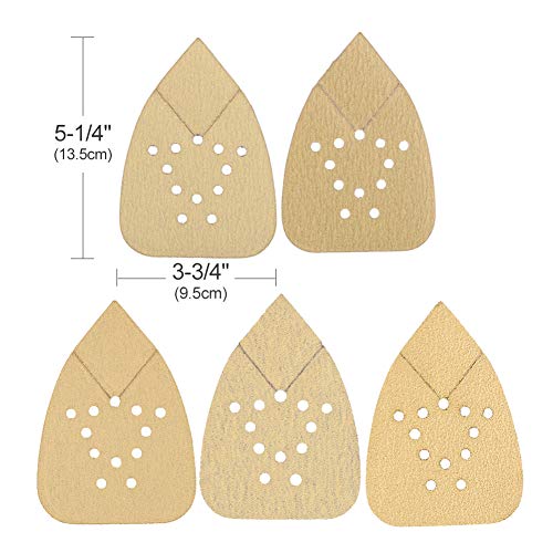 Lotfancy Sanding Pads For Black And Decker Mouse Sanders, 50Pcs 60 80 120 150 220 Grit Sandpaper Sheets Assortment - Hook And Loop Detail Palm Sander Sand Paper, 12 Holes #TOP4
