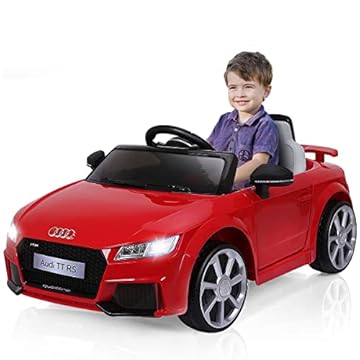 Maxmass 12V Kids Electric Car, Licensed Audi TTRS Battery Powered Ride on Car with Remote Control, Horn, LED Lights, Music, USB, MP3, Children Electric Vehicle Toy Car for 37-96 Months (Red)
