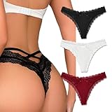 Avidlove Sexy Underwear for Women Floral Lace Panties Mesh Rise Thongs Comfortable Cotton Croth Tangas 3 Packs-1 M
