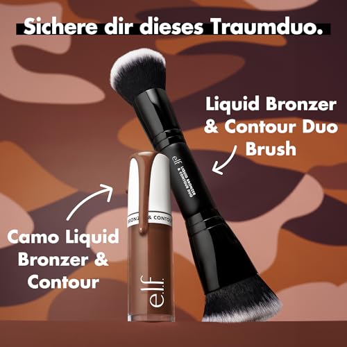 e.l.f. Camo Liquid Bronzer & Contour, Hochpigmentiert, Natürlicher Glow, Verblendbare Textur, Langanhaltend, Abgerundeter Applikator, Vegan & Tierversuchsfrei, 3 Light