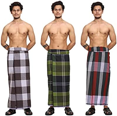 Gowri Tex Cotton Stitched Lungis Pack Of 3 (Ready To Wear) 2.25Meter