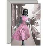  Carte d\'anniversaire élégante – La fille dans la robe rose – Superbe carte d\'anniversaire tendance pour femme, homme, ami, collègue, maman, papa, sœur, frère, grand-père, tante, oncle, 12,7 x 17,8 cm