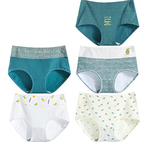 Femmes culottes coton respirant avec dentelle mignonne lot de 5 briefs taille haute L