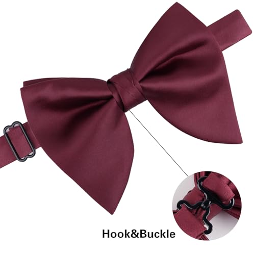 Image of Alizeal Velvet Pre-tied Adjustable Bow Tie for Men Oversize Formal Solid Tuxedo Bowtie