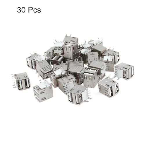Conector USB A hembra de 90 grados con blindaje metálico doble capa y 8 pines DIP 2