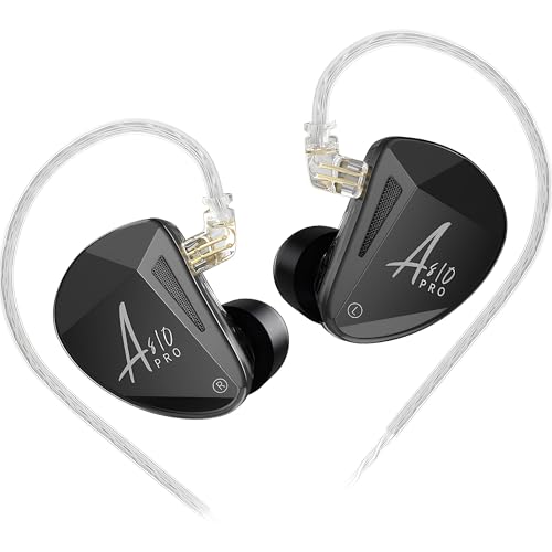 KZ AS10 Pro 10BA �h���C�o�[ �C���C���[ ���j�^�[ �w�b�h�z�� HiFi �X�e���I IEM �C���z�� HD�}�C�N�C���z�� �I�[�f�B�I�}�j�A/�~���[�W�V�����p (�u���b�N, �}�C�N�Ȃ�)