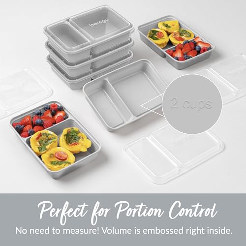 Image of Bentgo Prep 2-Compartment Meal Prep Containers with Lids, 20 Piece Set