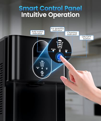 Image of Antarctic Star Countertop Nugget Ice Maker, 44lbs /24H Chewable Pellet Ice Machine with Contactless Dispenser, 2.4L Water Reservoir, Self-Cleaning, Soft Nugget Ice for Home, Kitchen, Bar, Office, Black