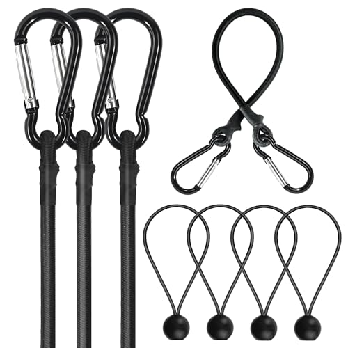 Bungee Cords with Hooks & Ball Bungees, 18" & 8" for Float Trips, Kayak, Tube, Camping, Outdoor...