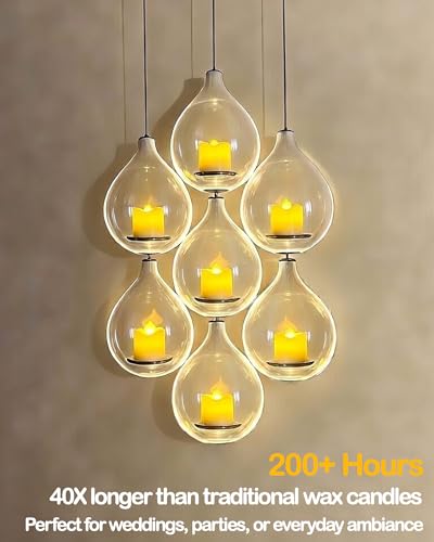 Image of Gmnee 24Pcs Tea Lights Battery Operated, 200+Hours Small LED Candles | Flameless Tealights Candles for Christmas, Wedding, Party, and Halloween Decoration (Battery Included)