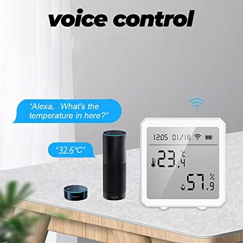 Miniatura 6 de Sensor inteligente de temperatura y humedad WiFi para garaje de mascotas, termómetro inalámbrico higrómetro, reloj y pantalla de tiempo, compatible