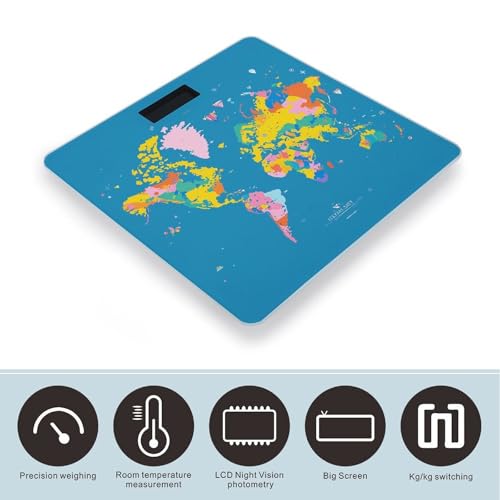 Báscula Digital de Baño Con Mapamundi y Vidrio Templado miniatura 3